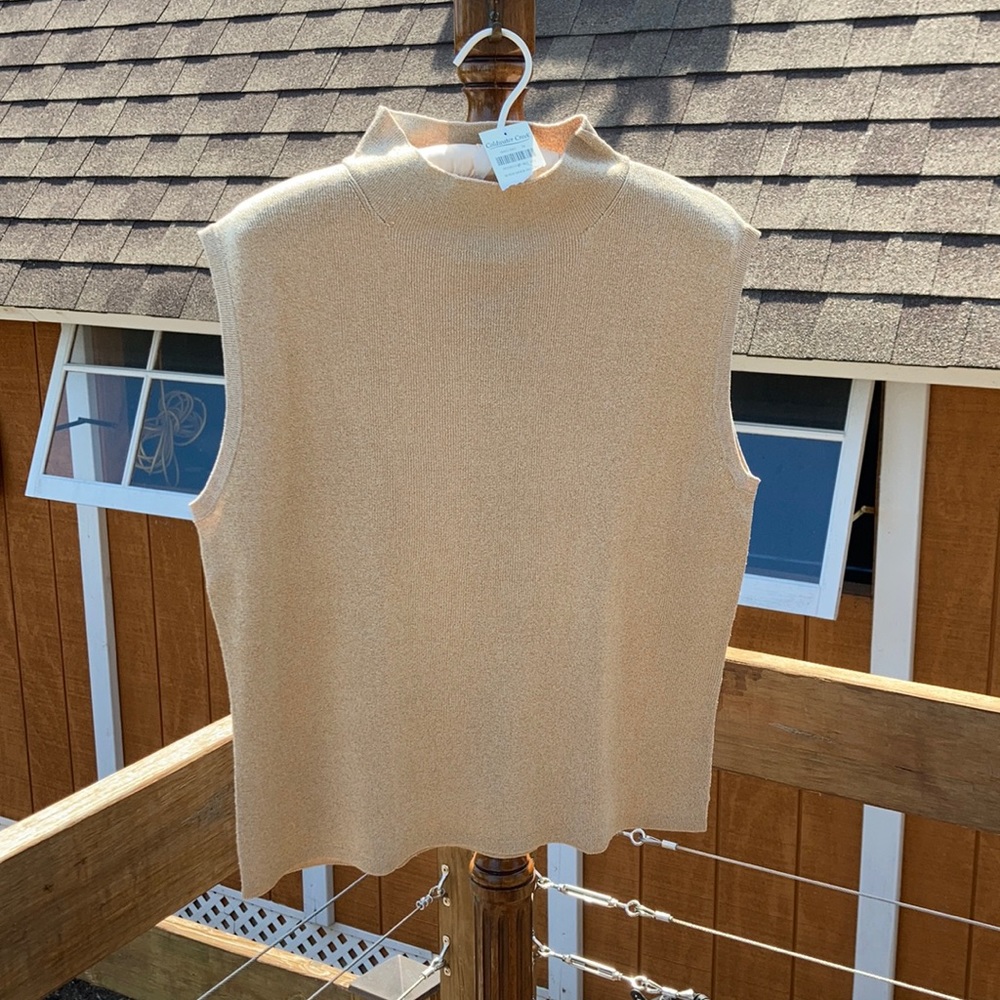 NWT Coldwater Creek Gold Silk Sleeveless Mock